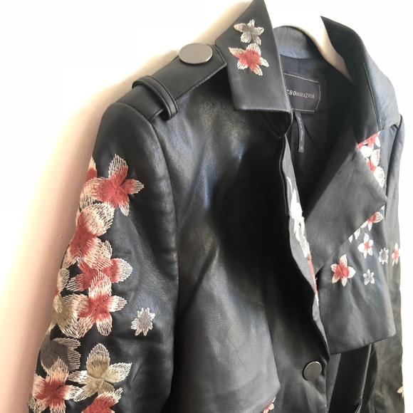 BCBG - Alix Faux-Leather Embroidered Trench EUC - Picture 2 of 8